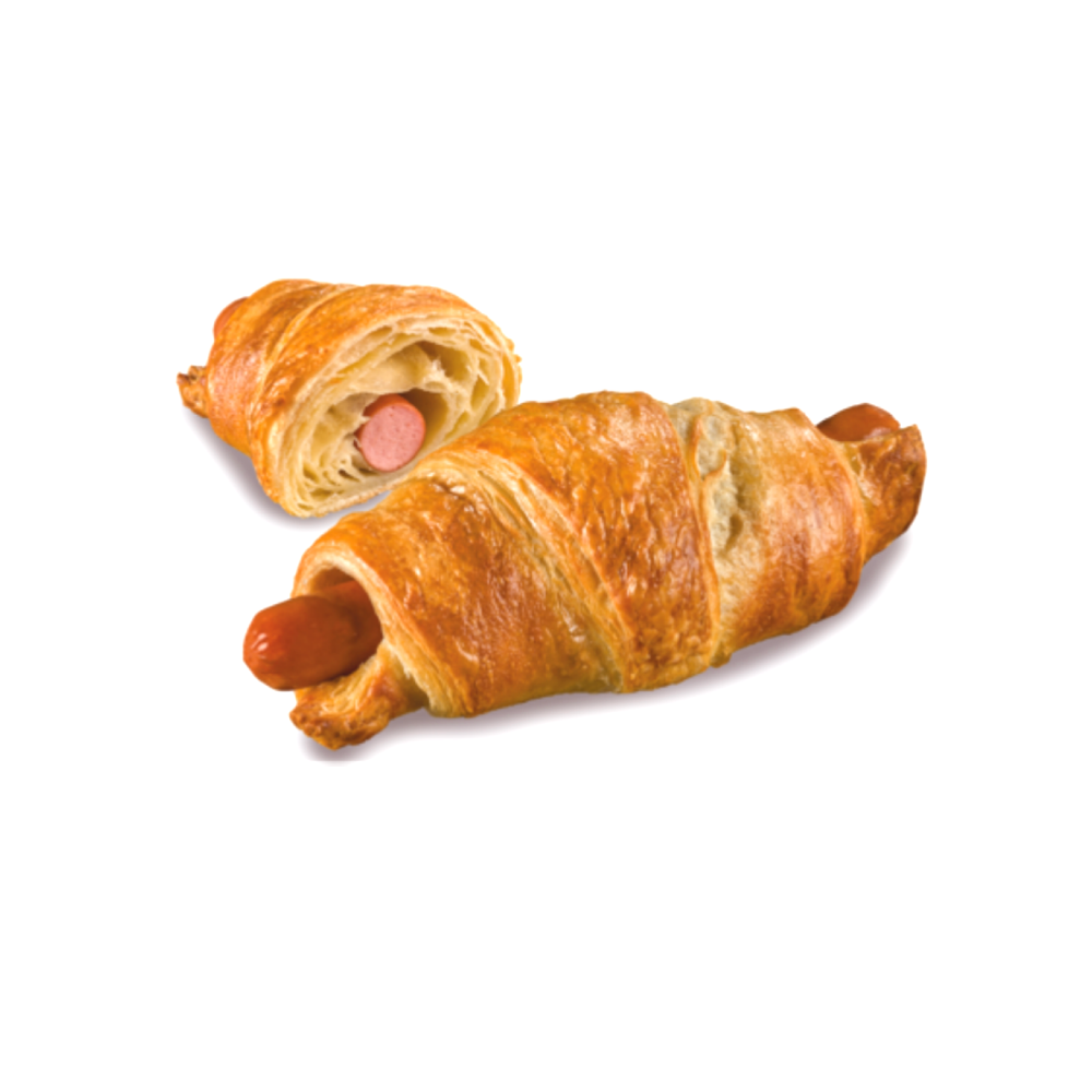 Roomboter Croissants met knakworst 64 stuks