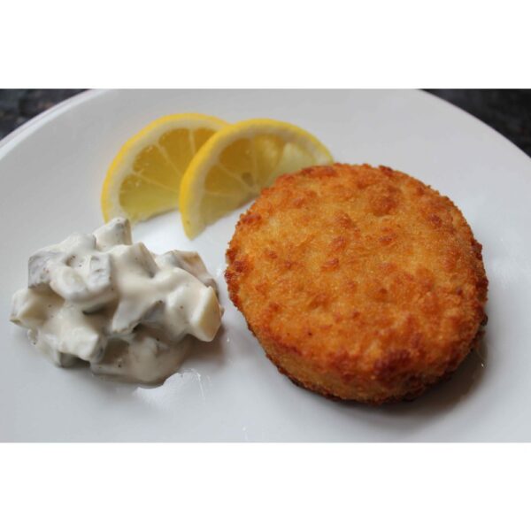 Gepaneerde kabeljauw- en zalmviskoekjes ca 48x57 gram