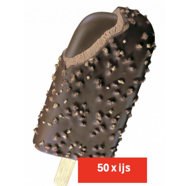 50 x chocoladeijs op stokje omhuld met melkchoco en korrelkoekjes