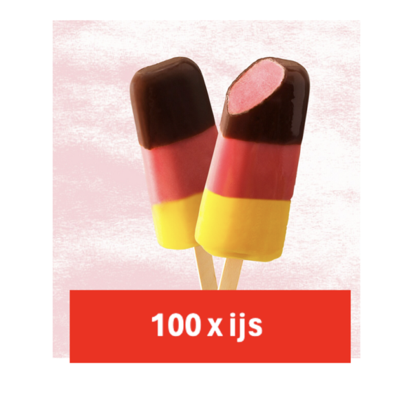 100 waterijsjes met choco topping ( 10 dozen x 10stuks )