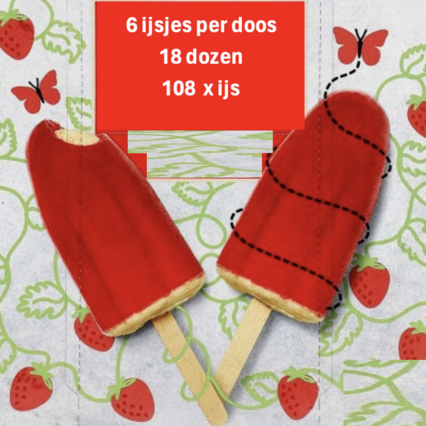108 aardbei split ijsjes 18 dozen x 6 ijsjes
