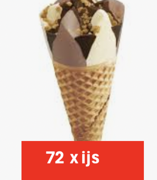 72 cornetto vanille chocolade ( 12 dozen x 6 ijsjes )