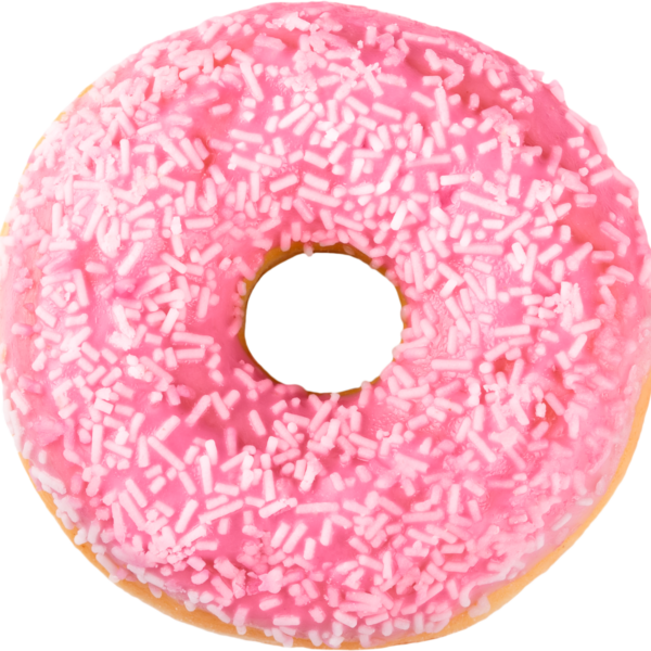 Mini Donuts met Aardbeienvulling, Roze Glazuur en Witte Sprinkels 120x23g