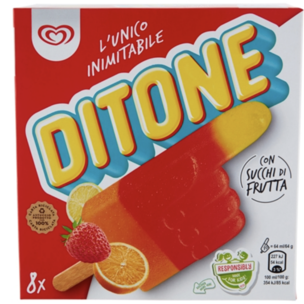 OLA  Fingerhand  Water ijs 40 stuks ( 8 ijsjes per doos 5 dozen )