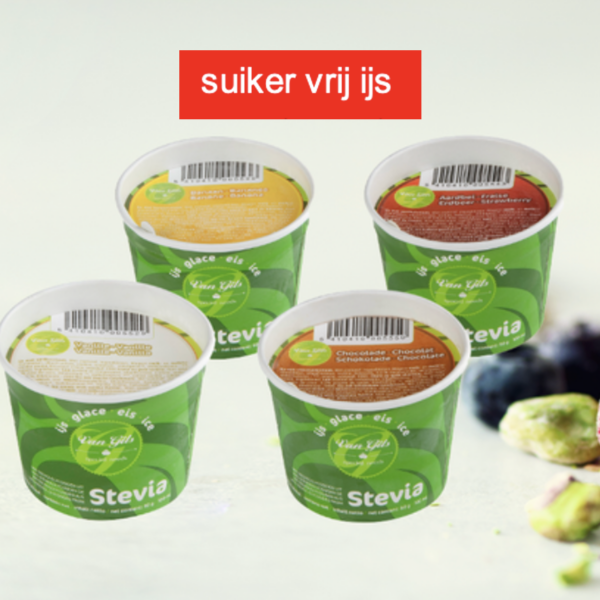 Suikervrij ijs mix doos 16 st.  Aardbei, vanille, chocolade en dame blanche