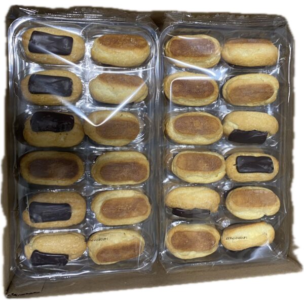 Eclair roomsmaak,Belgische melk- en pure chocolade-topping 12 x 12 stuks (totaal 144 stuks)