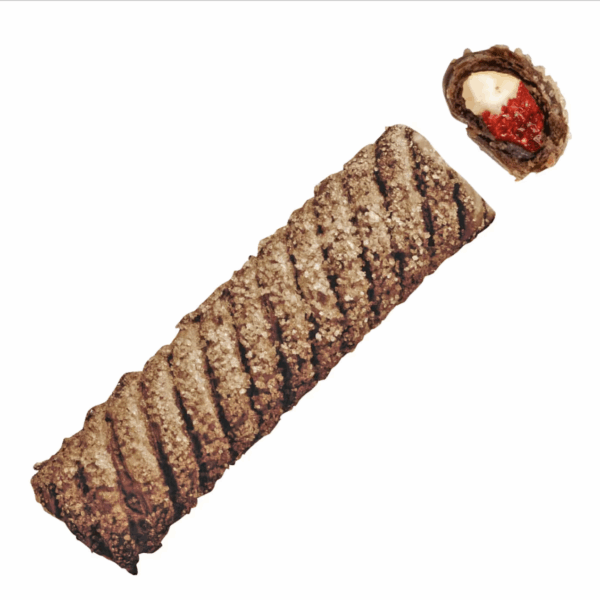 Krokante Chocolade bladerdeegstang  met framboos-vanillevulling  60x100 gram