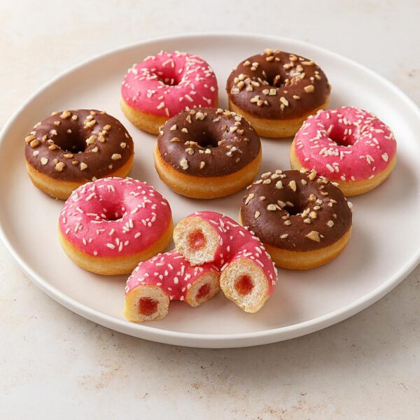 Mini Mix Donuts Choco Hazelnoot/Aardbei 8x12 stuks=96 stuks a 23 gram