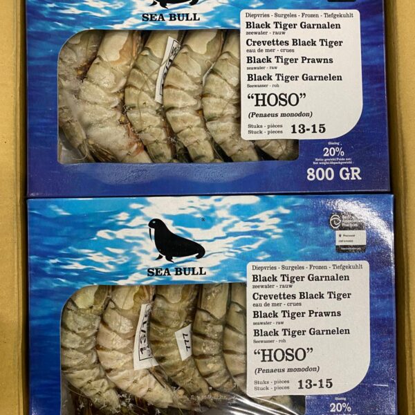 Black Tiger(gamba) 80% net FC semi-iqf 10 x 1 kg (Netto 8 kilo) maat 13/15