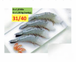 6 x 1.8 kilo Black Tiger HLSO 31/40  Blok 75% ( netto 6 x 1.35 kilo ) Penaeus Monodon