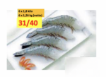 6 x 1.8 kilo Black Tiger 31/40 HLSO Blok 70% ( netto 6 x 1.26 kilo ) Penaeus Monodon