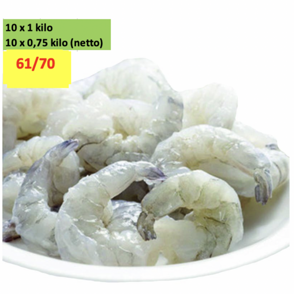 10 x 1 kilo Vannamei 61/70 PND frozen count 75% ( netto 10 x 750gram ) Penaus vannamei