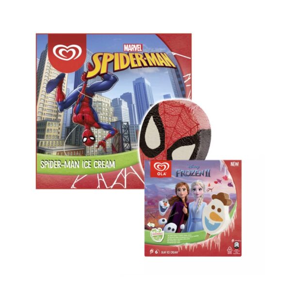 Ola mix pakket ijsjes 3 dozen x 6 Disney Frozen en 3 dozen x 6 spiderman