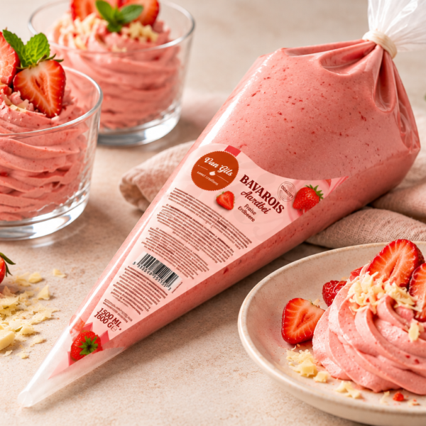 Aardbei Bavarois spuitzakken 4x1500 ml.