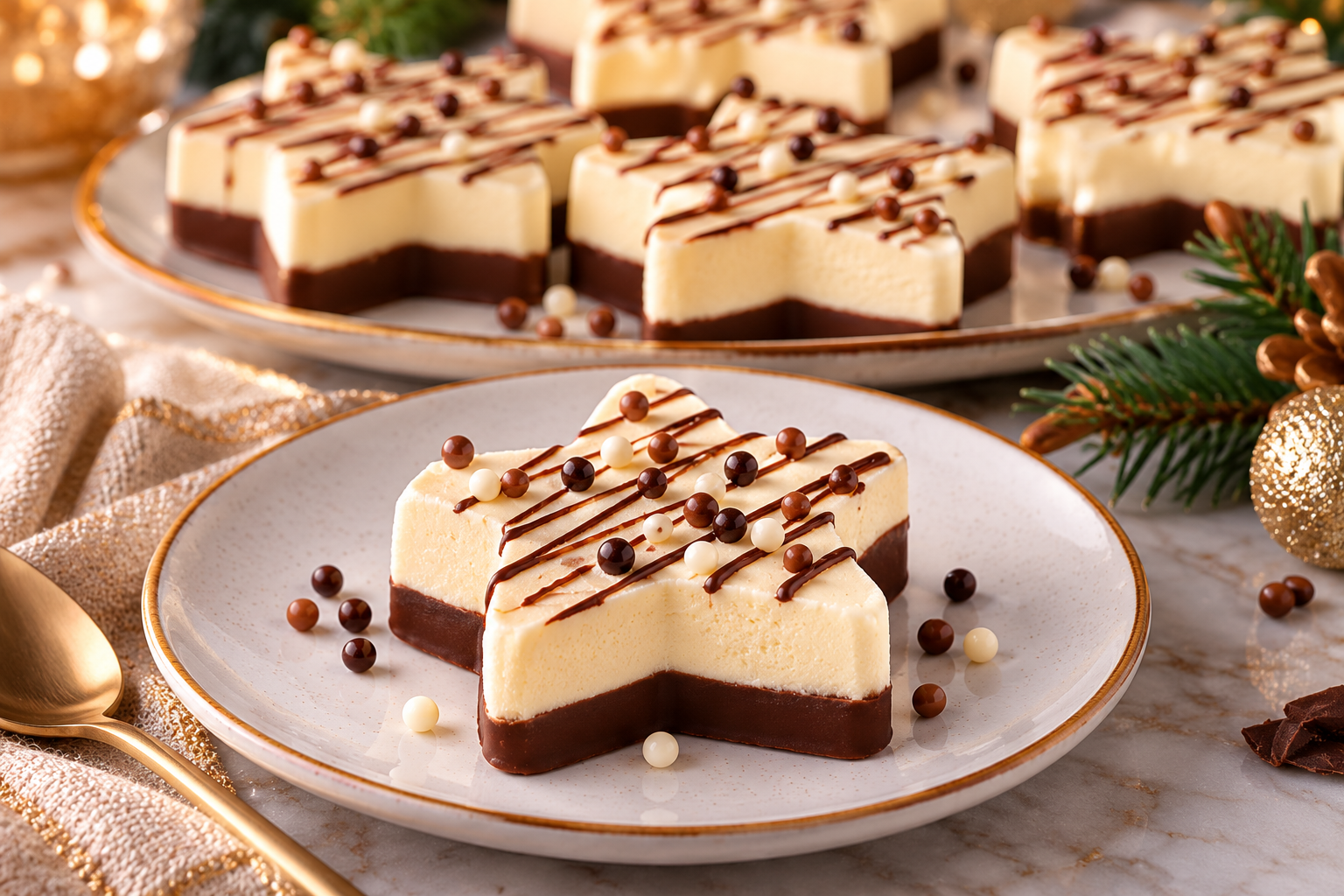 Feestelijke sterrendesserts met chocolade Kerstster ijstaartje 12x100 ml. - Afbeelding 1