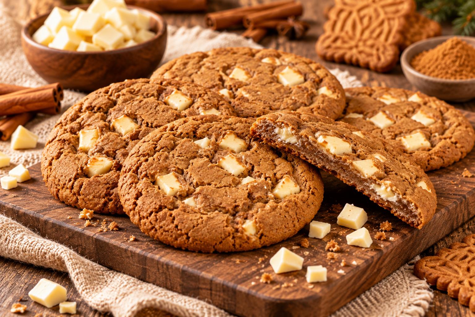 Warme speculaaskoekjes met witte chocolade Speculaas White Choc Cookie 100x80 gram bake-off - Afbeelding 1